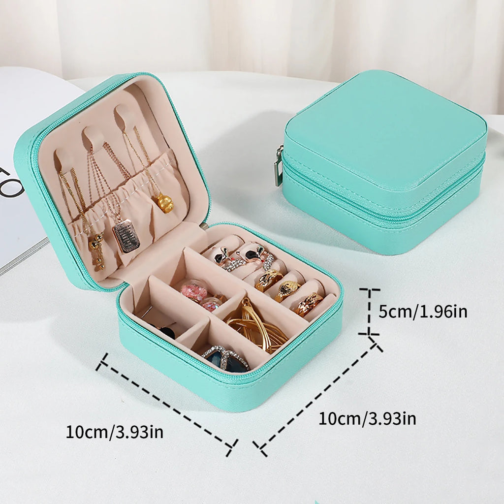 Portable Mini Jewelry Storage Box Travel Organizer Jewelry Case Leather Storage Earrings Necklace Ring Jewelry Organizer Display